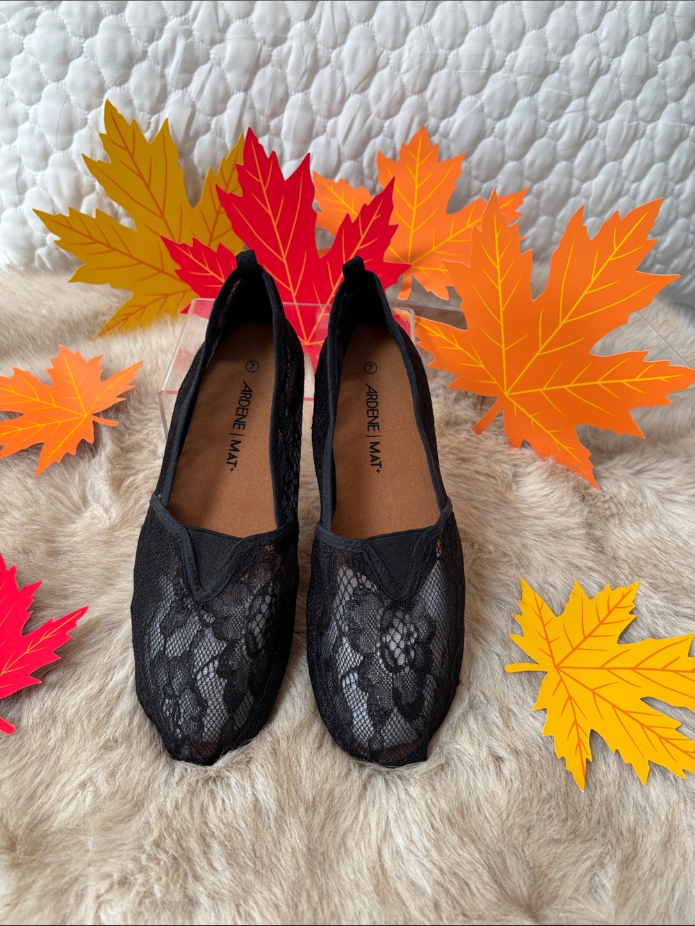 Adrienne Black Lace Slip-On Loafers